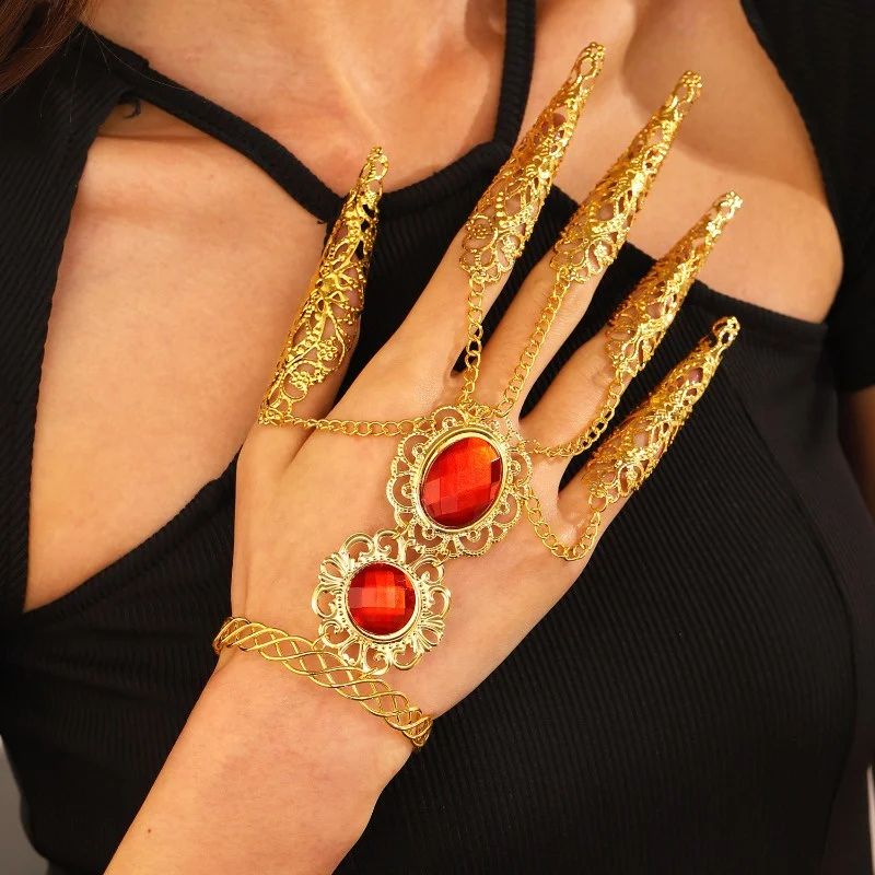 Girls' Jewelry Personality Ethnic Ancient Style Belly Dance Props Golden Indian Tianzhu Girl Performance Nail Accessories