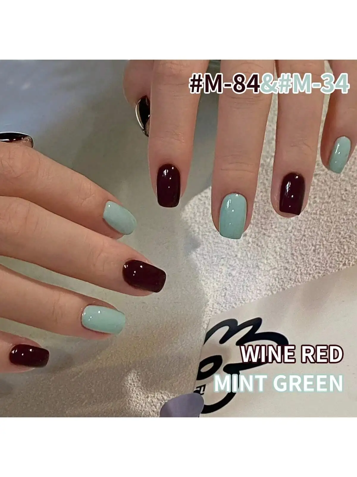 2025 Spring/Summer Viral Wine Red & Mint Green Mini Duo - Brightening Trendy UV Gel Polish Set for Nail Salons