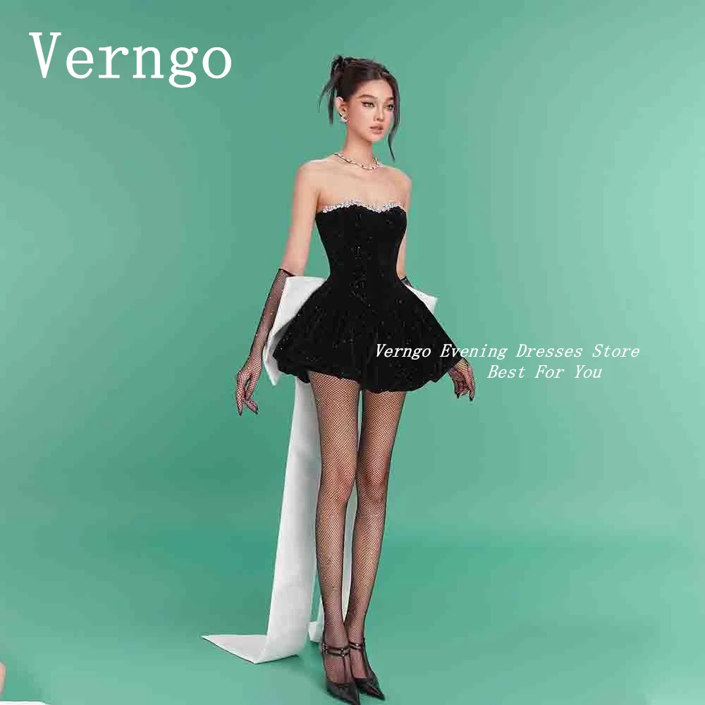 

Verngo Contrast Color Shiny Mini Prom Gowns Sweetheart A Line Short Party Dress Bow Zipper Back Formal Occasion Dress For Women