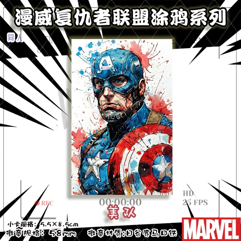 Marvel Animation Avengers Graffiti Series Fan Periferiche Distintivo Flash Card Hulk Black Widow Badge Accessori Regalo All'ingrosso