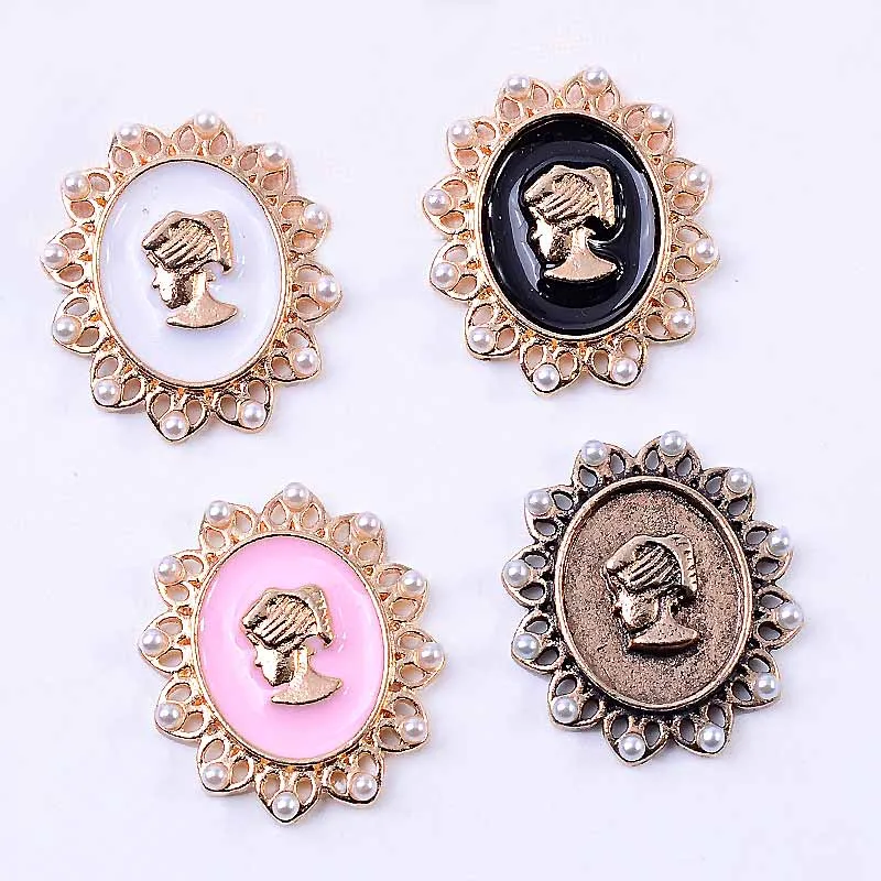 New 10Pcs/lot Flower Metal Flatback Wedding Decor Buttons Antique Gold DIY Handwork Accessories Card Ribbon Flower Holiday Party