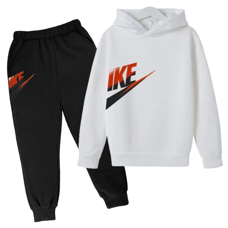 Kinder-Sweatshirt-Set mit Kapuzenjacke, Jungenbekleidung, Mädchen-Freizeit-Sportmarken-Set, Kapuzenoberteil mit Jacke und Hose, 2-teiliges Set – Detail 4