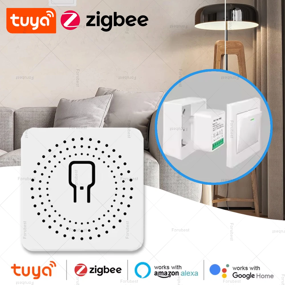 Tuya ZigBee 3.0 Light Switch Module 16A MiNi DIY Breaker Supports 2 Way Control Smart Life App Remote Control For Alexa Google