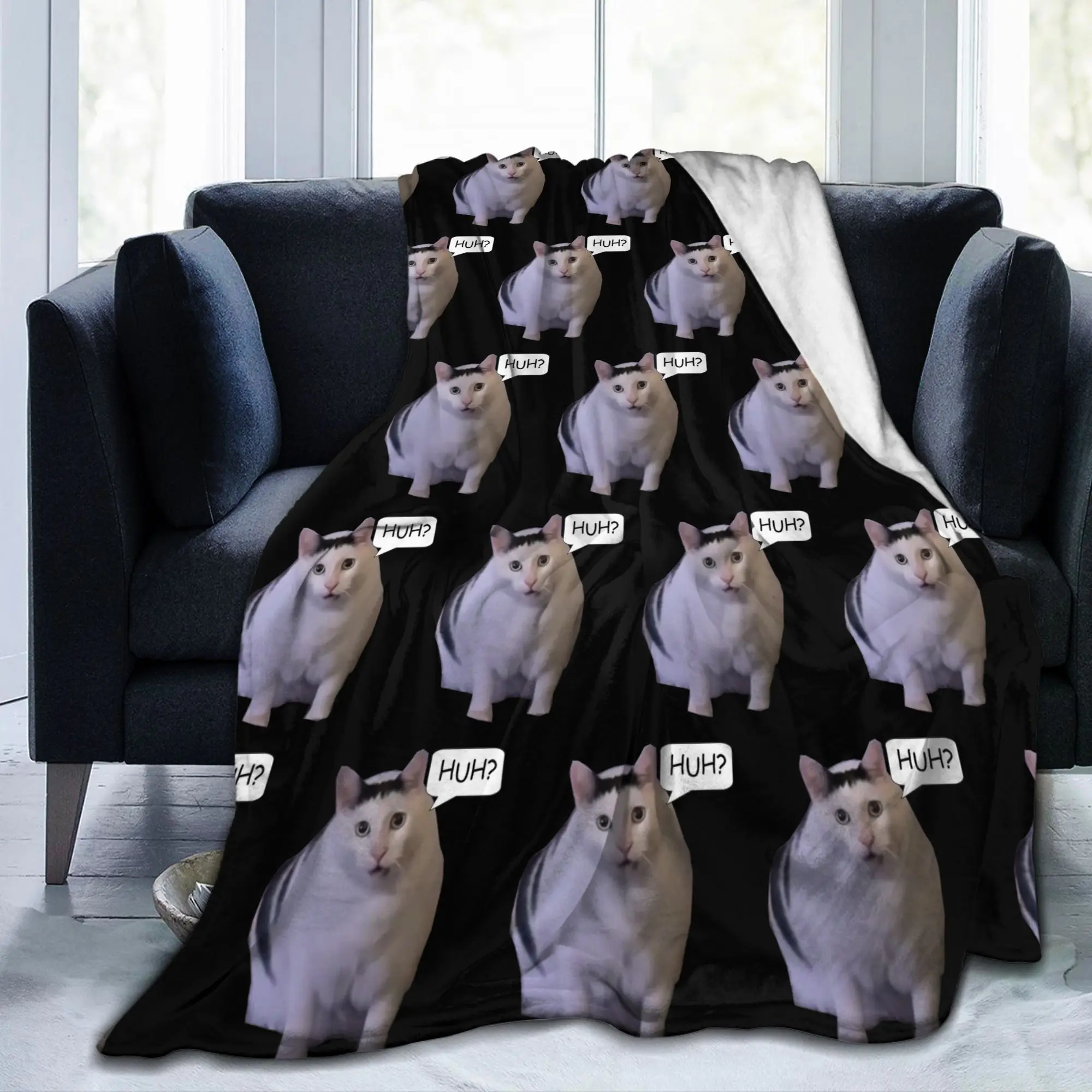 Huh Cat Meme классические плюшевые пледы из кораллового флиса Ins хип-хоп Y2k стиль Харадзюку диван вязаное одеяло дорожное ультра-мягкое