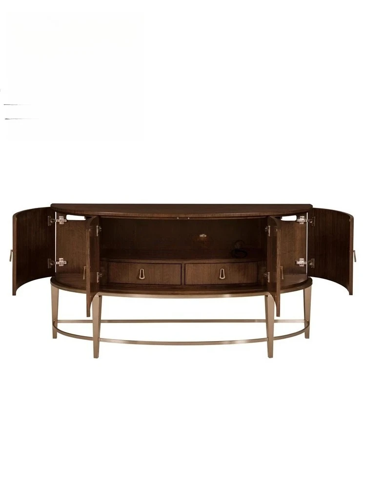 DHY light luxury home front door cherry wood semi-round entrance table entrance cabinet dining side cabinet