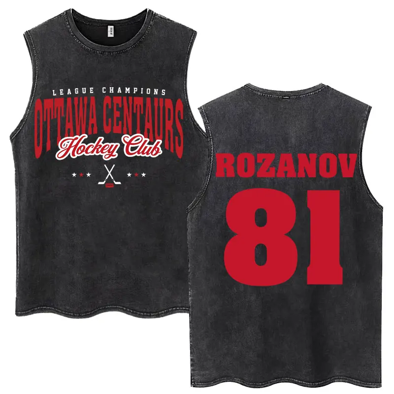 Washed Heated Rivalry Ilya Rozanov 81 Tank Tops Ottawa Centaurs Fashion Vintage Sleeveless T-shirt Men Women Loose Cotton Vests