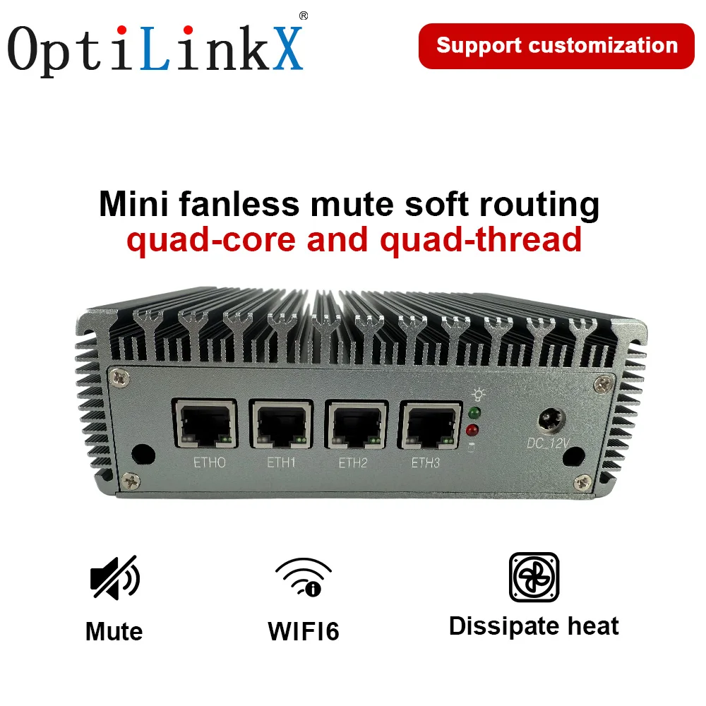 

OptiLinkX Wireless WIFI6 Gigabit Dual-Frequency 2.5G Network Port N5105 Firewall Mini PC Office J6413 Silent Enterprise Router