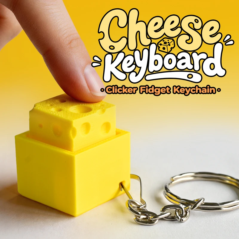 Cheese Clicker Fidget Keychain Mini Mechanical Keycap Sensory Toy Crisp Click Sound Stress Relief Anxiety Decompression Pendant