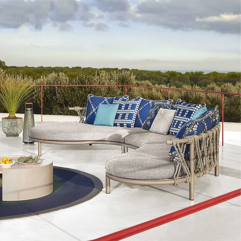 

Nordic Outdoor Sofa Courtyard Garden Outdoor Furniture Waterproof Sunscreen Villa Balcony Homestay Rattan Sofa