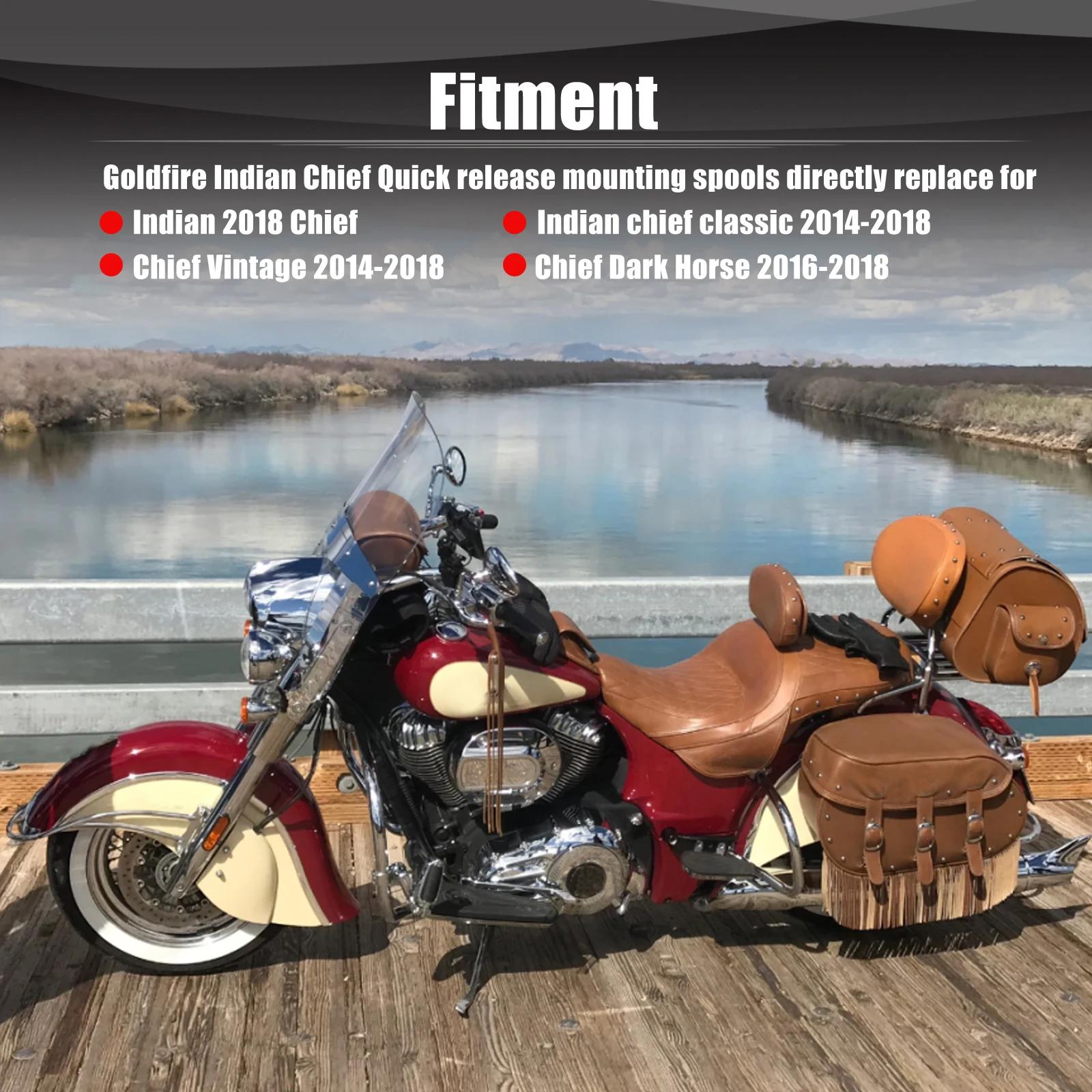Quick Release Accessory Backrest Sissy Bar Mounting Spools Kit Replacement for Indian Chief Classic/Dark Horse/Chief Vintage