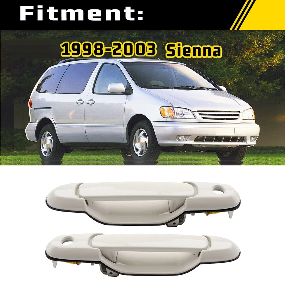 Front Outside Exterior Door Handle Pair Set for 1998-2003 Toyota Sienna Driver and Passenger Side 69220-08010-A0 White