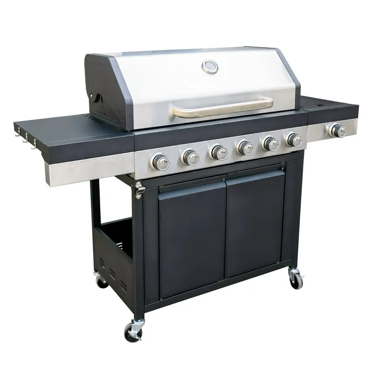 New Extra Large Party 6 Burner Barbecue Grill Outdoor Stainless Steel Gas BBQ Grill with Side Burner