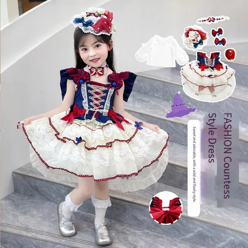 

Kawaii Girls Disney Snow White Lolita Suspender Skirt Cute Sweet Dress 2026 Summer New Fashion Kawaii Birthday Princess Dress