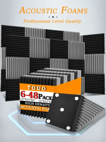 TOUO Sound-Absorbing Foam 6-48 Pcs Acoustic Foam Panels Wall Soundproofing Studio Acoustic Treatment Sound Absorbing Material