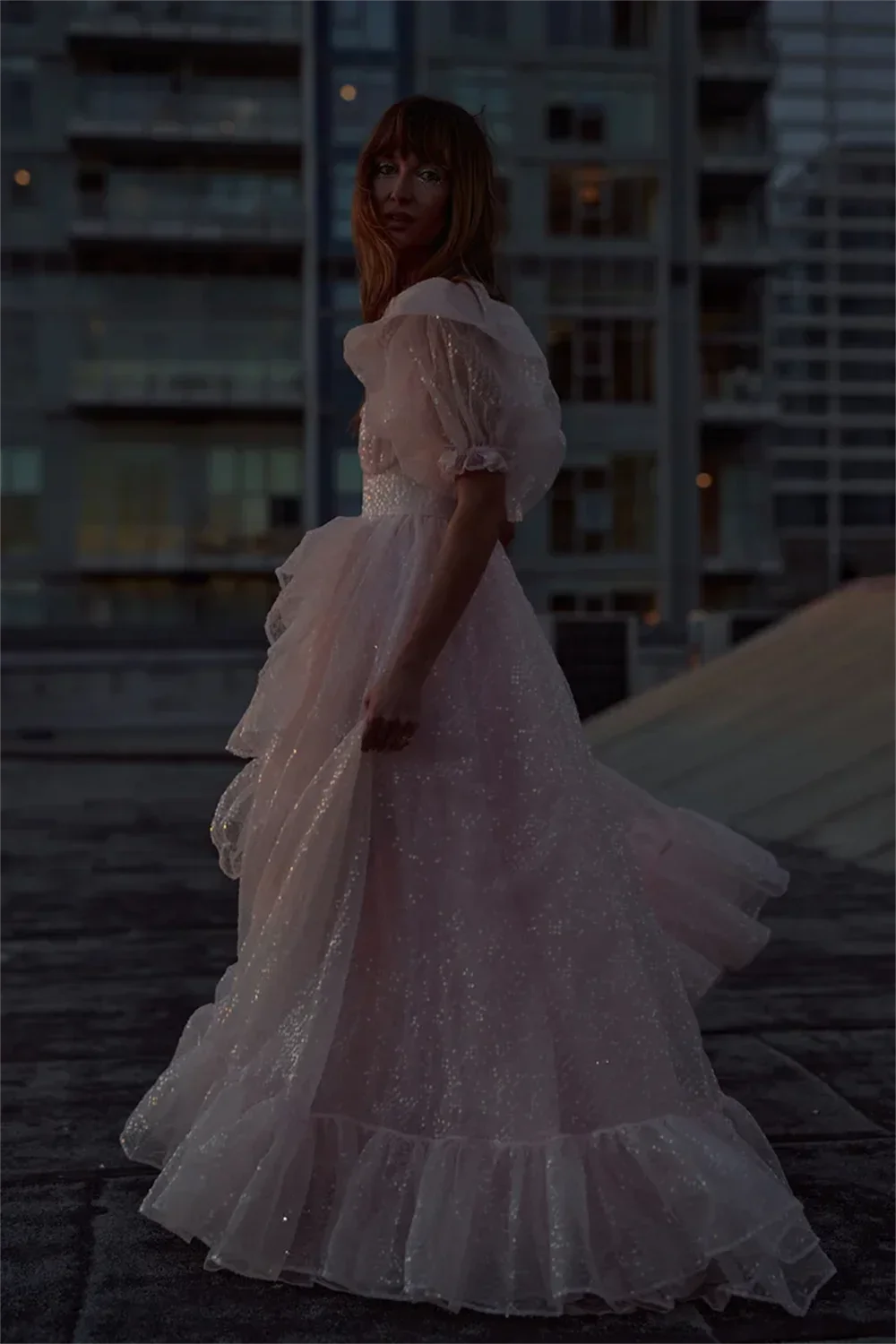 Vestido De graduación personalizado con borde rosa para bebé, vestido De quinceañera con media manga acampanada y cordones en la espalda, Vestidos De Fi multilaye 2024