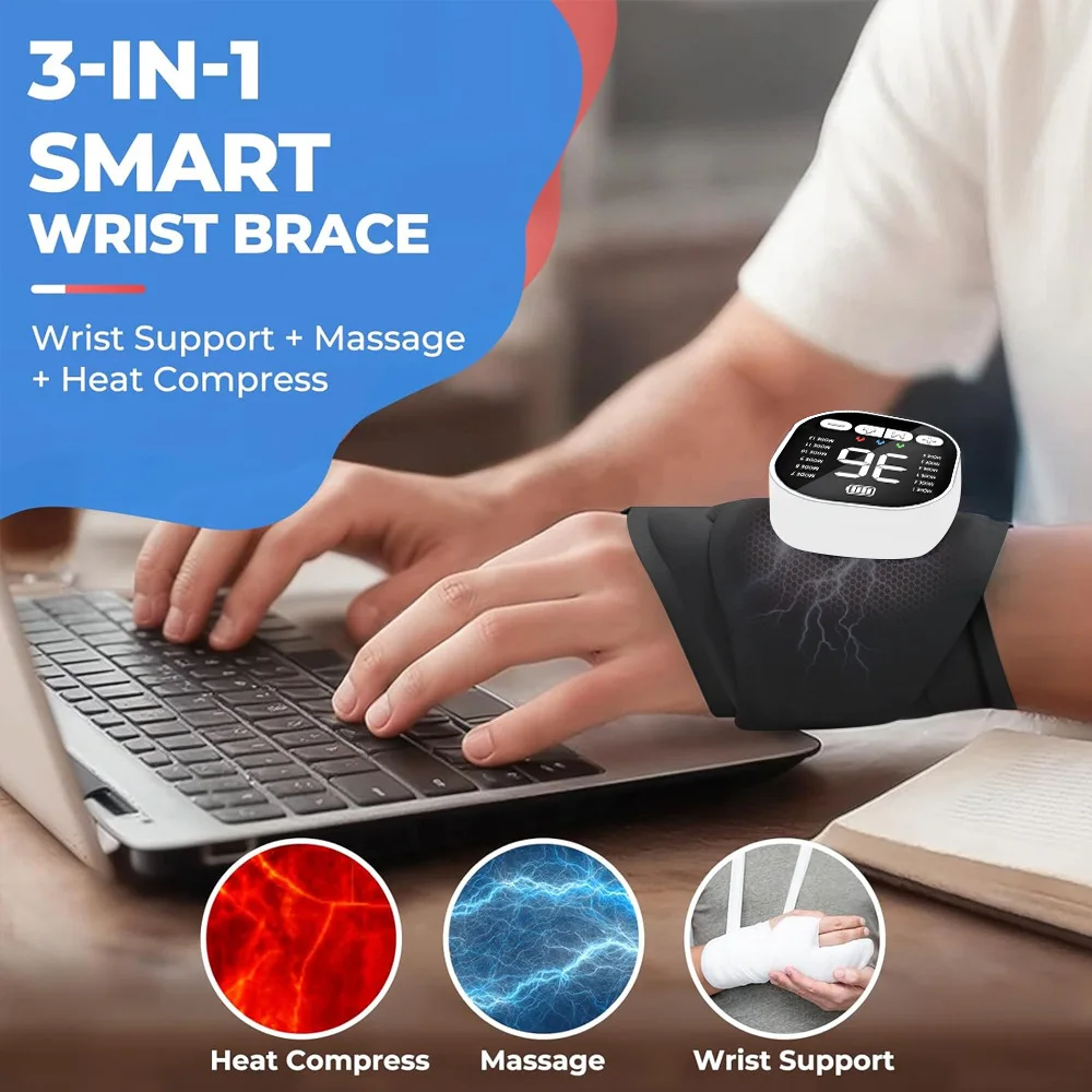 Electric Heating Wrist Massager With Ems And Vibration Therapy_voghion.com