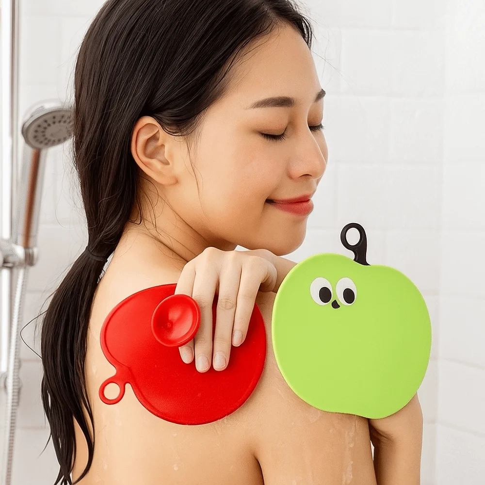 

2PCS/SET Creative Painless Scrubbing Bath Towel Cartoon Exfoliating Bath Brush Silicone with Suction Cup Back Rubbing Tool Women