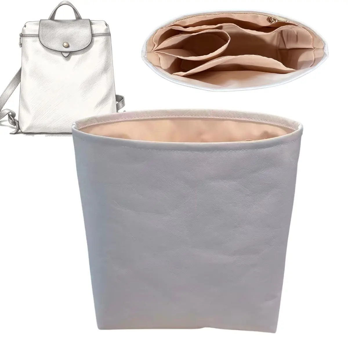Bag Organizer Purse for Longchamp Backpack Insert Tote Bag Support Insert Nylon Durable Material Storage Bag Accessories