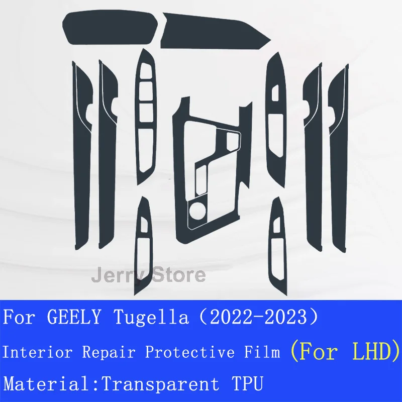 For GEELY Tugella (2022-2023) Car Interior Center Console Transparent TPU Film Protective Anti-scratch Sticker