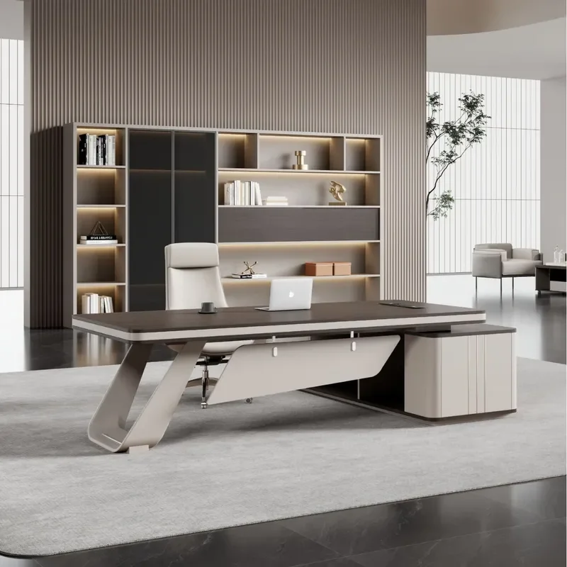 Modern Light Luxury Executive Office Desk and Chair Set Simple Big Boss Table for President Manager Workplace Furniture
