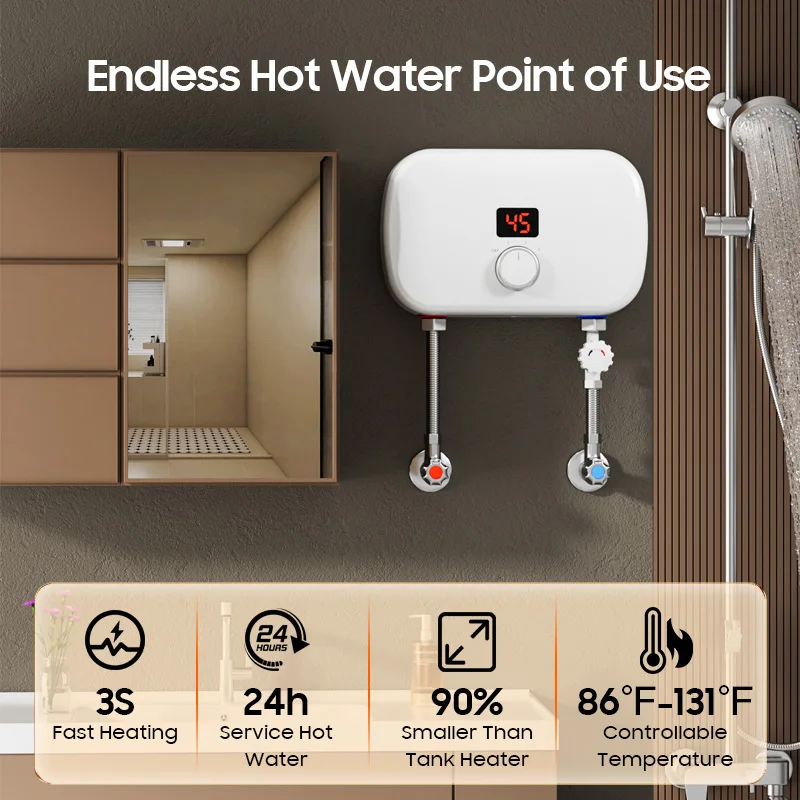 Nova chegada mini aquecedor de água elétrico inteligente 220v 3.5kw 4.5kw 5.5kw caldeira temperatura constante para uso doméstico ao ar livre do carro
