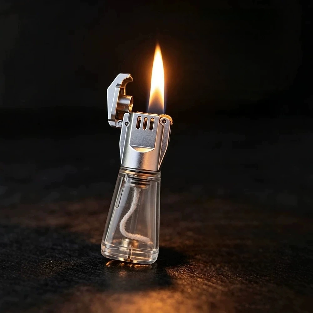 New Transparent Visible Gas Chamber Lighter Outdoor Portable Mini Lighter Cigarette Accessories Men's Smoking Gift