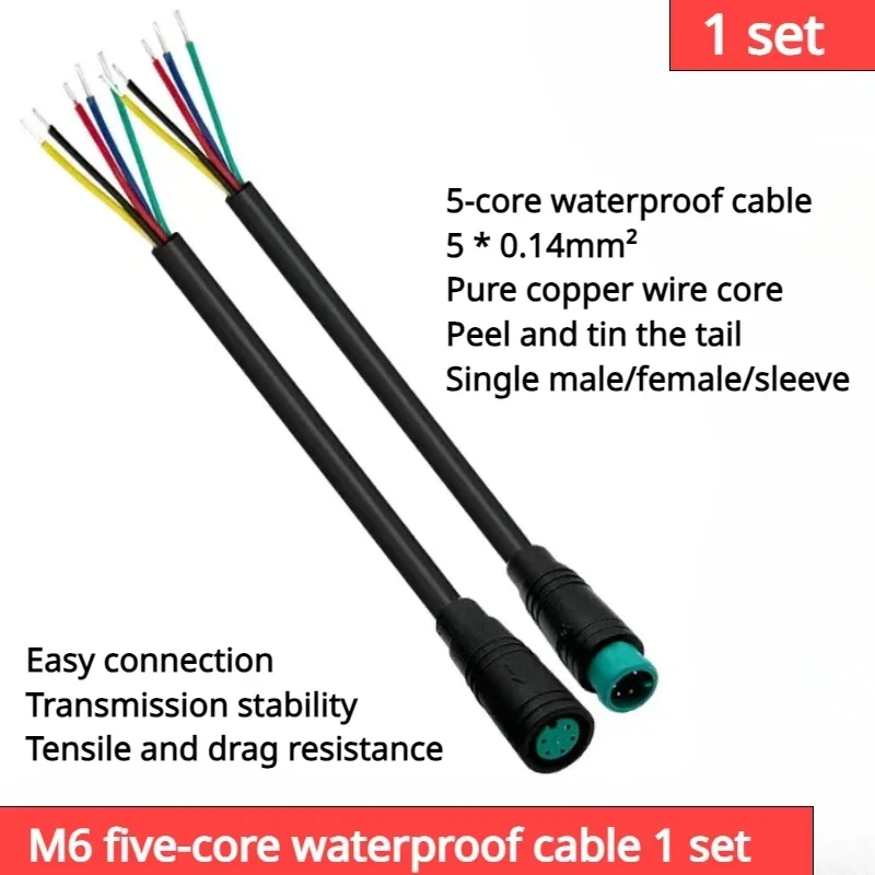 1 Set 6mm M6 2 3 4 5 Pin Stecker-Buchse Julet Elektrofahrrad-Steckverbinder Wasserdichter Roller-Bremskabel-Stecker Signalsensor