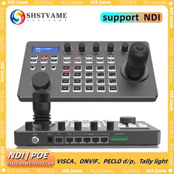 NDI PTZ Camera Joystick Controller POE 4D Rocker LCD PTZ Controller Keyboard with Tally light for Broadcast Church Live Stream
