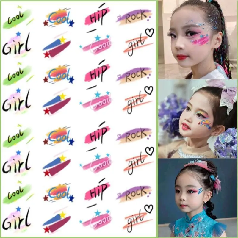 National Day New Year's Day Stage Makeup Face Stickers Rainbow School Event Performance Face Paint Makeup Tattoo Stickers