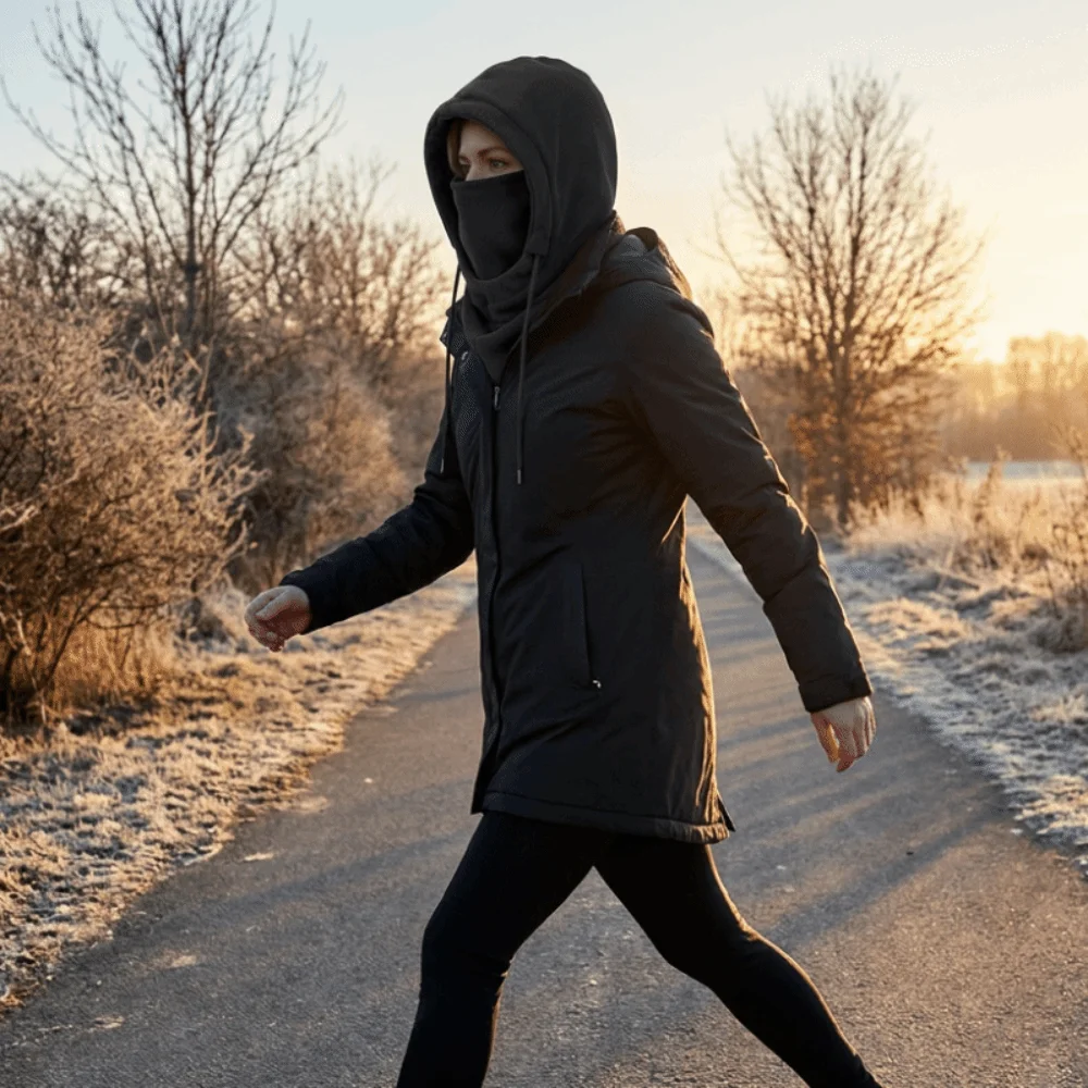 Gift Lined Balaclava Hat Windproof Warm Thermal Face Cover Scarf Zipper Closure Hand Washable Hooded Scarf Cold Weather