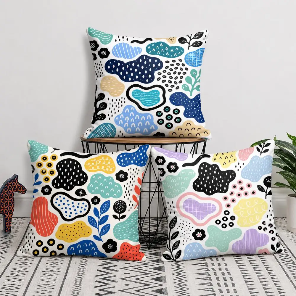 Raindrops and Small Grass Cushion Cover Short Plush Soft Double-Sided Printing Pillow Case Cozy Sofa Bedroom Home Decor Gift