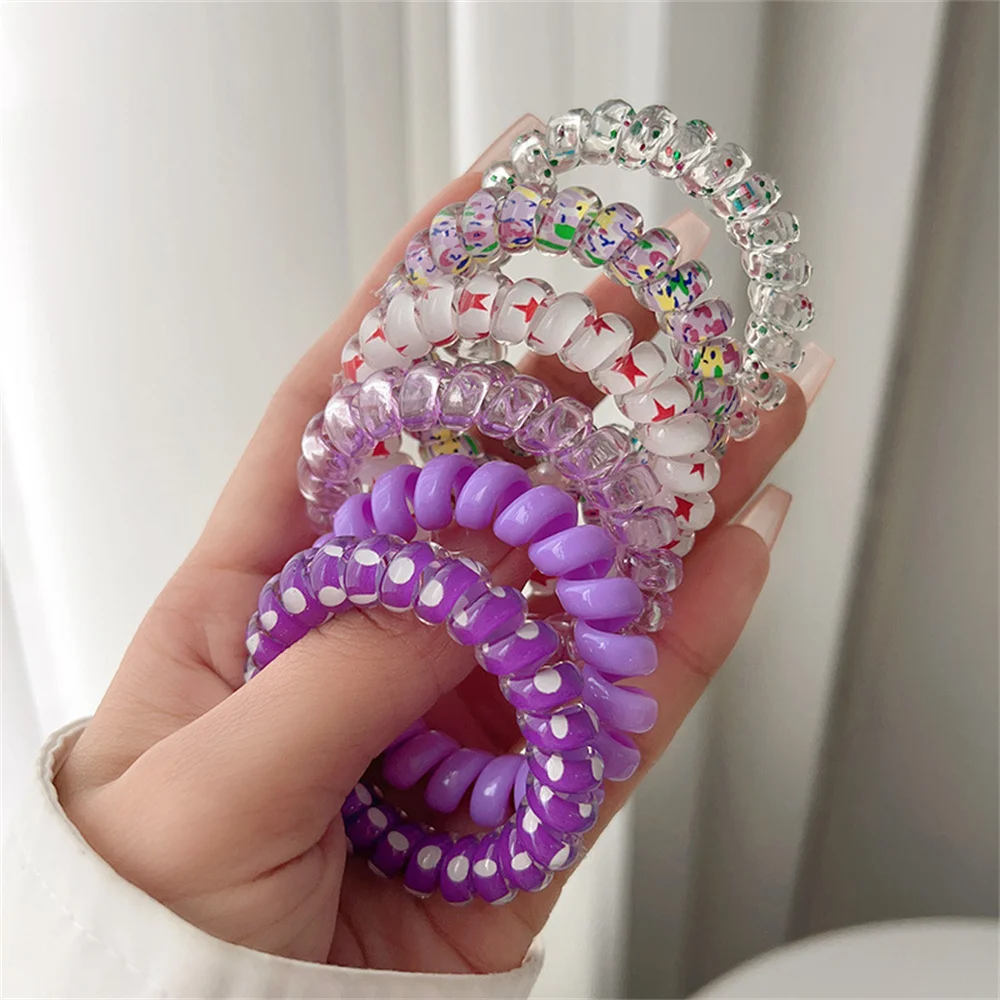 Hot sale Sweet Cute Colorful Spiral Hair Ties Resin Jelly Coil Hair Rings Elastic Women Girls Ponytail Holders Hair Accessories