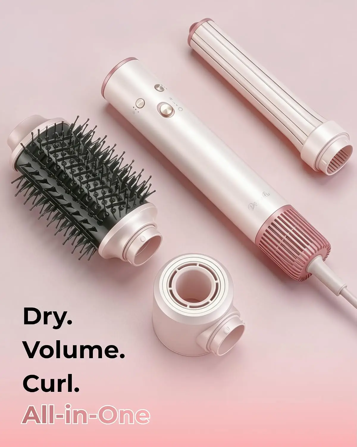 3-in-1 Hair Dryer Brush & Hot Air Styler Set with Hair Dryer and Automatic Left/Right Curl