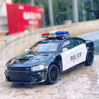 1:32 Dodge Charger Cars Toys Alloy Diecasting Models with Light Sound Wheels Turned Miniature Police Car for Child Adult Gifts
