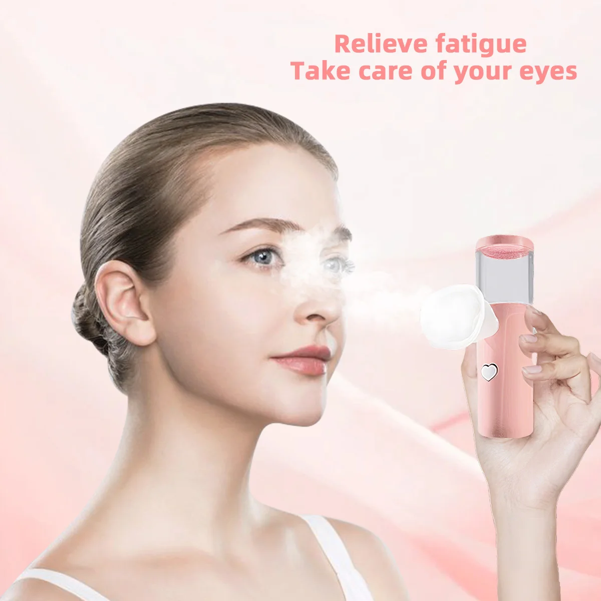 目の疲れを和らげるナノアトマイザー、携帯用USB充電式、乾燥と疲労を軽減、保湿と洗浄の2in1