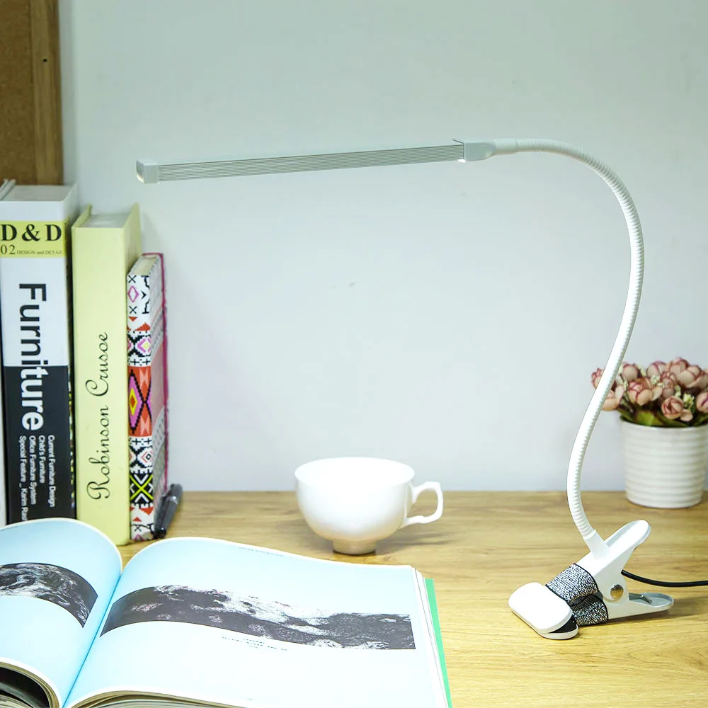 Brightest 6W USB LED Light Clip-on Flexible Reading Bed Lamp Table Desk Lamp Book Desktop Bed Lamp Lighting Bedside Lighting