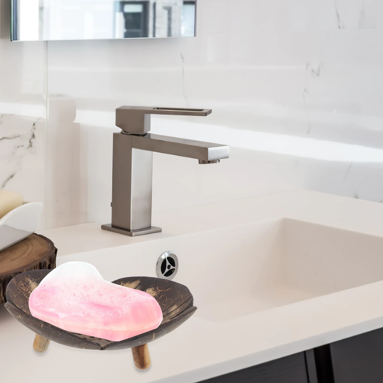 

Coconut Shell Soap Dish Holder Shampoo Bar for Shower Bathroom Travel Soap Tray Dishes Dry Quickly Extend Life Creative Holder