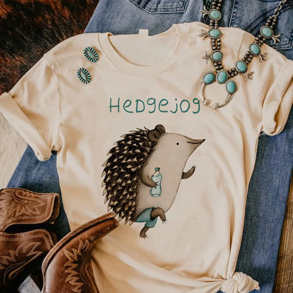 Hedgehog Tee women harajuku comic graphic t shirt girl manga funny streetwear clothing