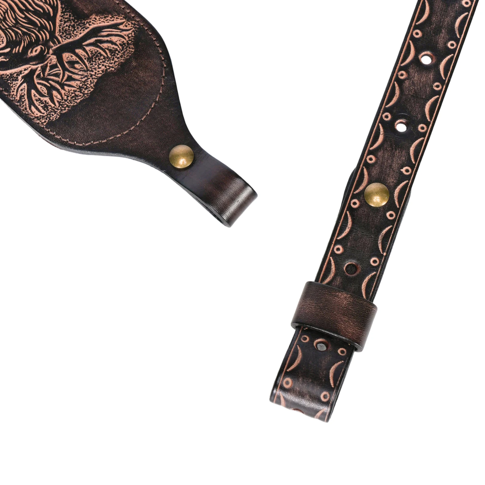 Tourbon Vintage Leder Gewehrriemen, Rutschfester Gewehr-Schultergurt, Verstellbare Länge 105cm, Fingerstütze, Jagdzubehör – Detail 27