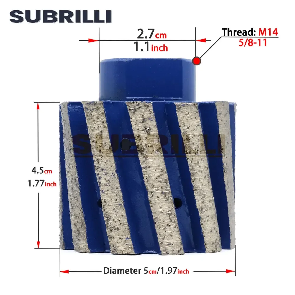 SUBRILLI 2inch Diamond Drum Wheel For Polishing Granite Marble Sink Hole Stone Edge Abrasive M14 5/8-11 Thread Polish Kit