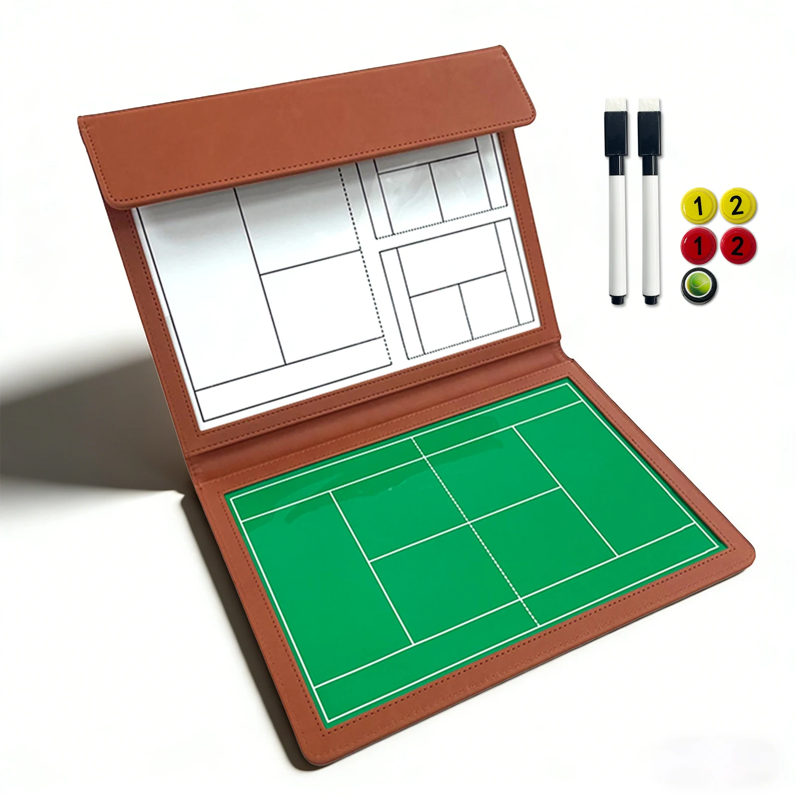 Tennis Coach Tactics Board Double-sided Magnetic Writable Erasable Game Training Folding Portable Strategy Board 12.6×9.6in