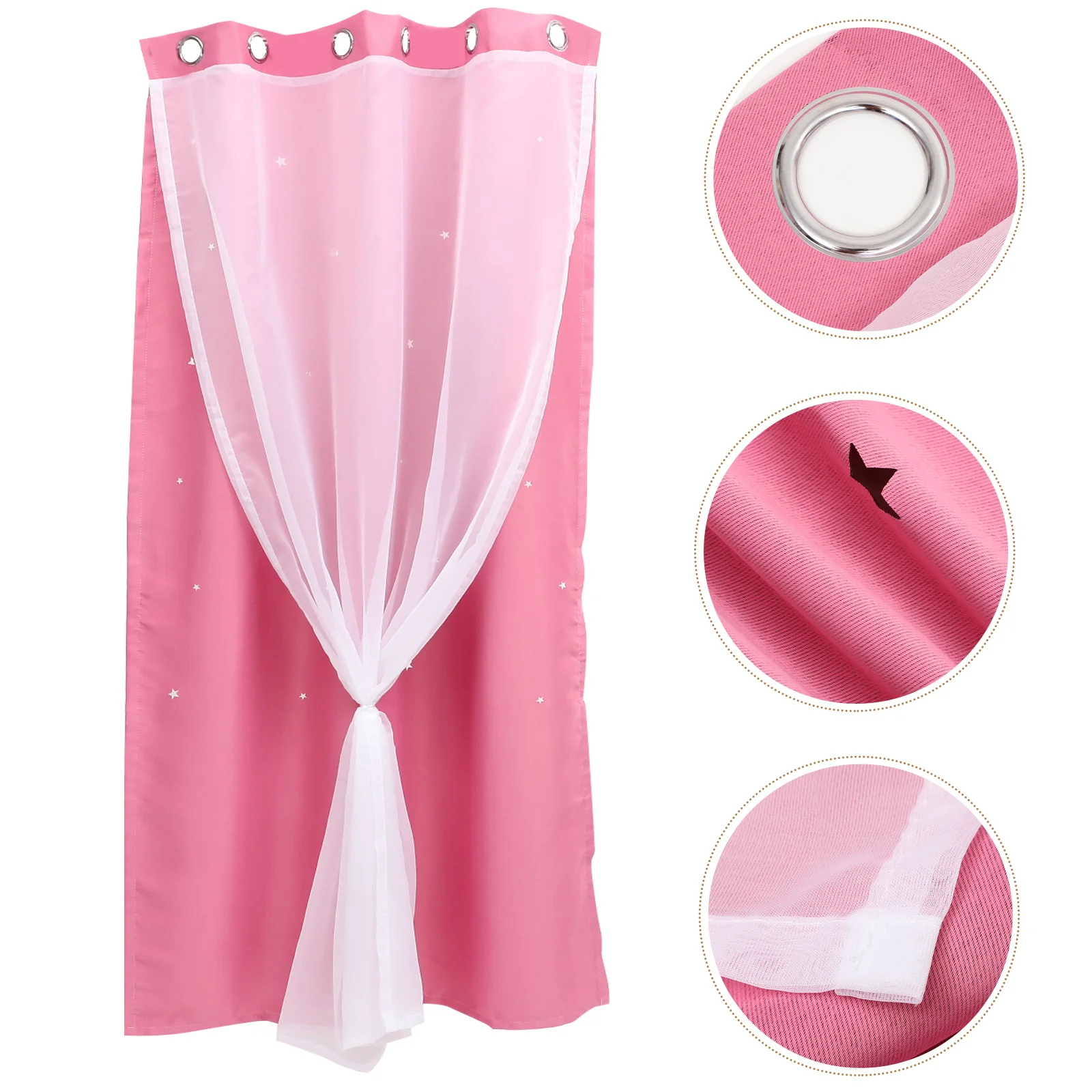 Tirai Jendela Gaya Putri Pola Bintang Lapisan Ganda Penghalang Cahaya Untuk Kamar Tidur Ruang Tamu Kamar Mandi