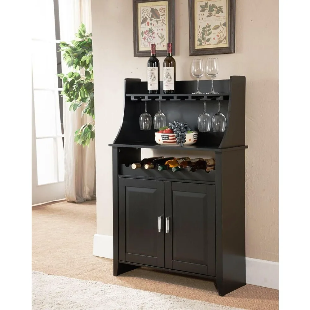 

Wood Wine Rack Buffet & Storage Cabinet, Black,Wood Wine Rack Buffet & Storage Cabinet