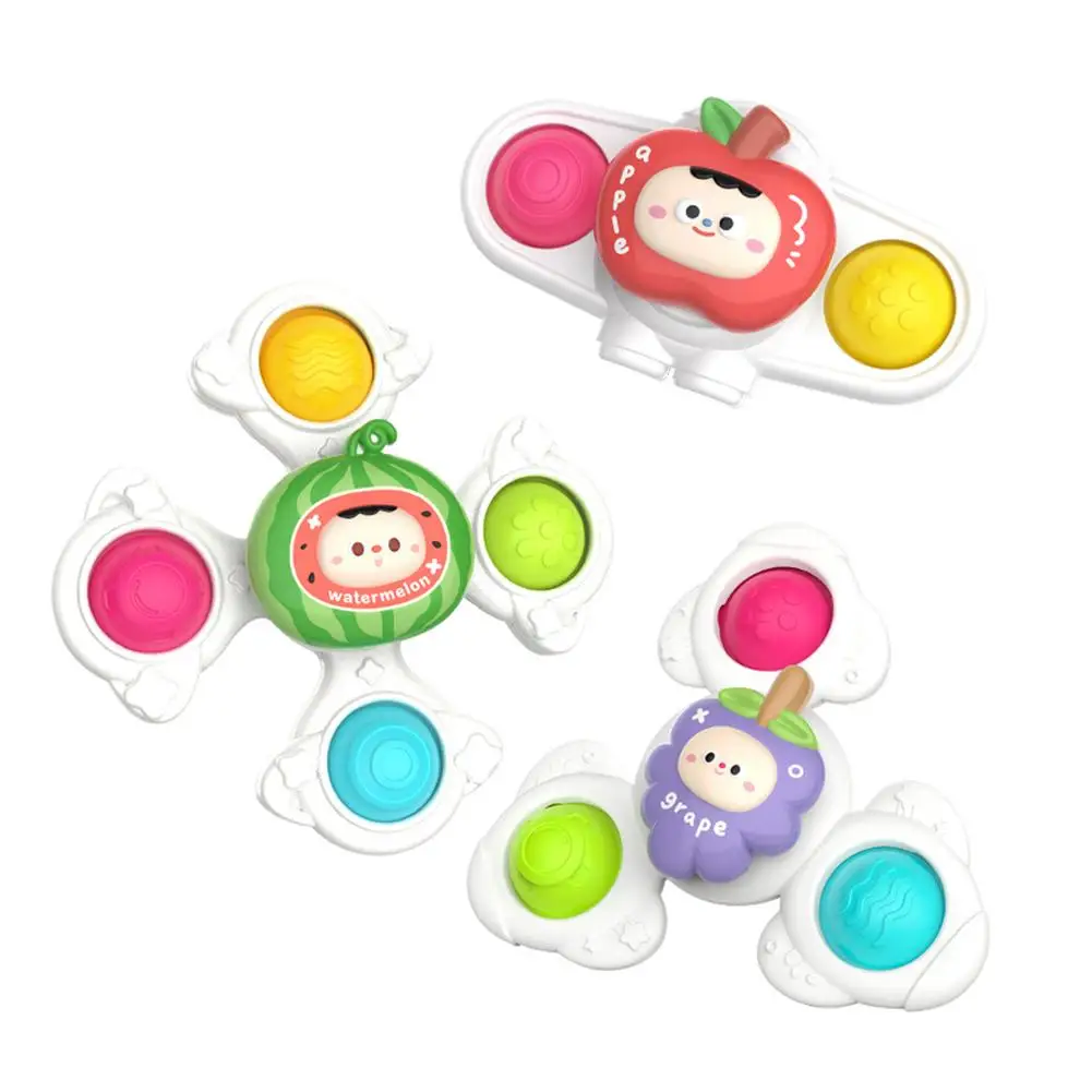 Suction Cup Spinner Toys For Baby Toddler Sensory Bath Toy Internal Rattle Ball Fine Motor Skill Development Spinning Top Toy
