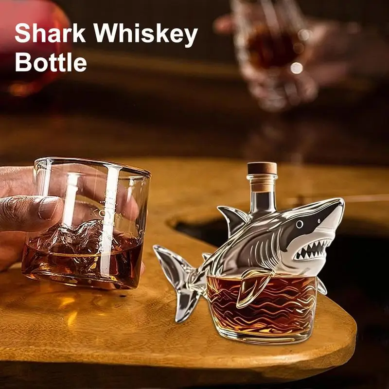 Whiskey Shark Decanter 320ml Glasses Shark Decanter Dispenser For Whiskey Home Decor Animal Statue Empty Liquor Bottle For
