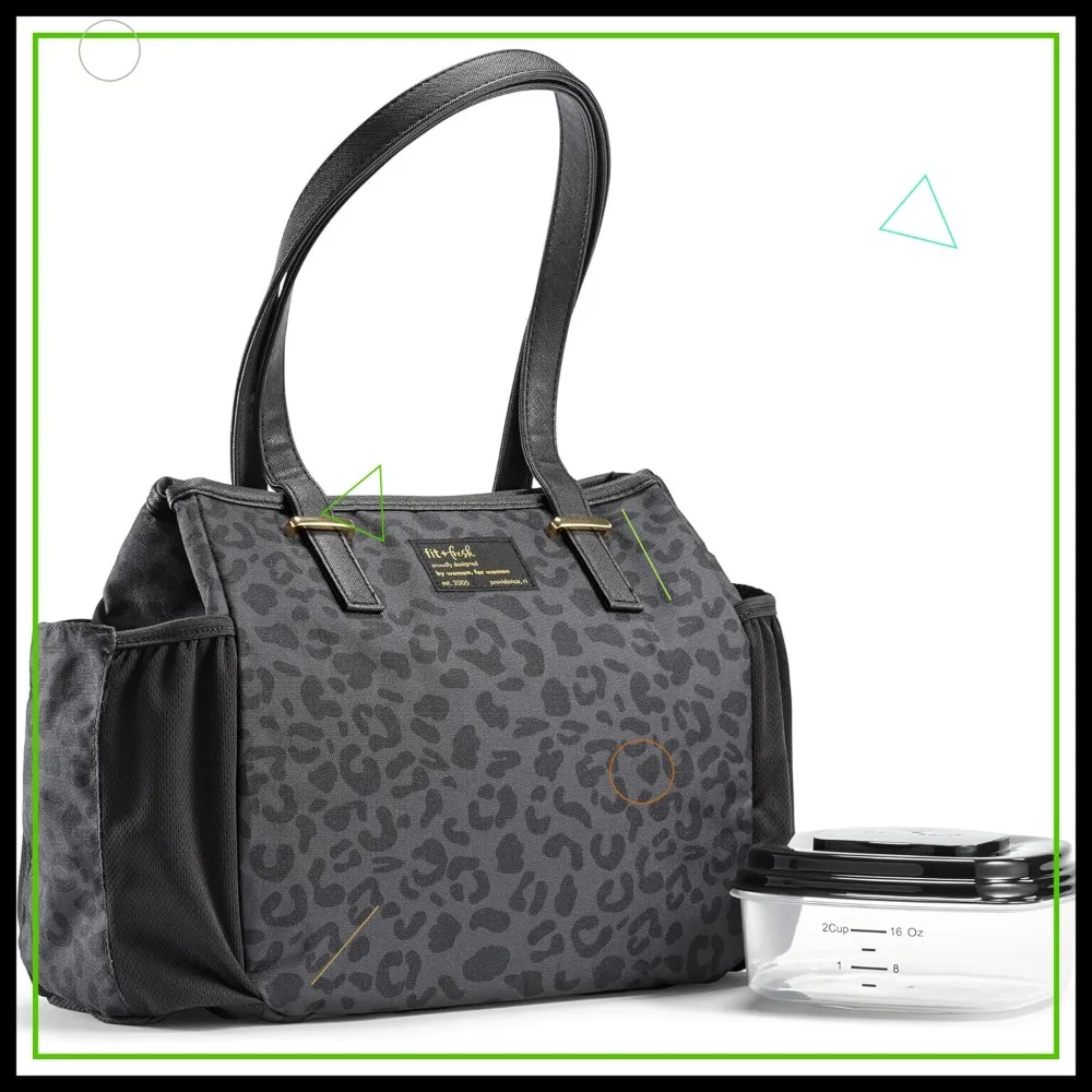 

Изолированная сумка для обеда для женщин, большая сумка-тоут устойчивая к пятнам с контейнером и молнией, легкая для работы или путешествий