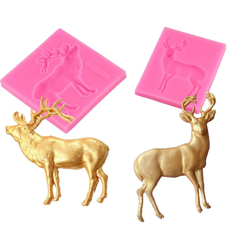 Christmas Elk Silicone Mold Fondant Mold Chocolate Cake Decorating Tools Clay Gumpaste Mold DIY Animal Deer Molding Mold