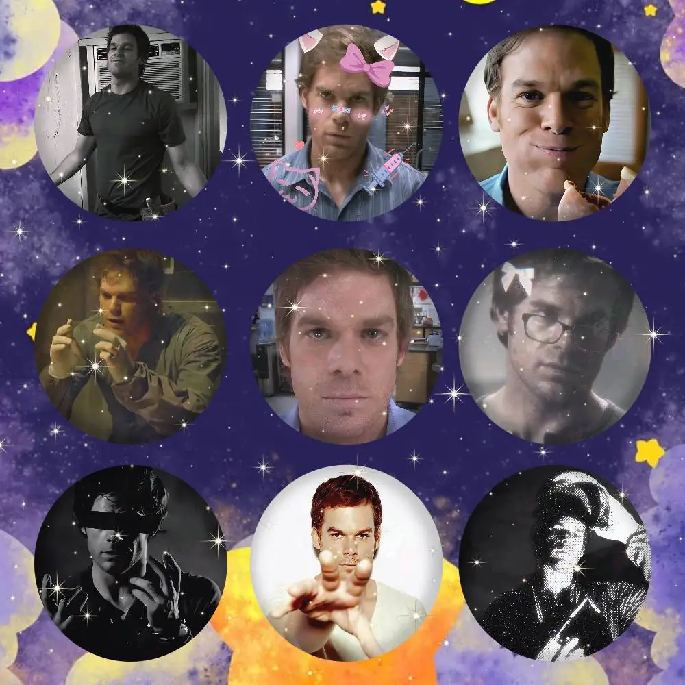 D-Dexter M-Morgan Badge On Backpack Accessories Manga Icons Pins Round Cartoon Brooches For Clothes Bag Decor Gifts