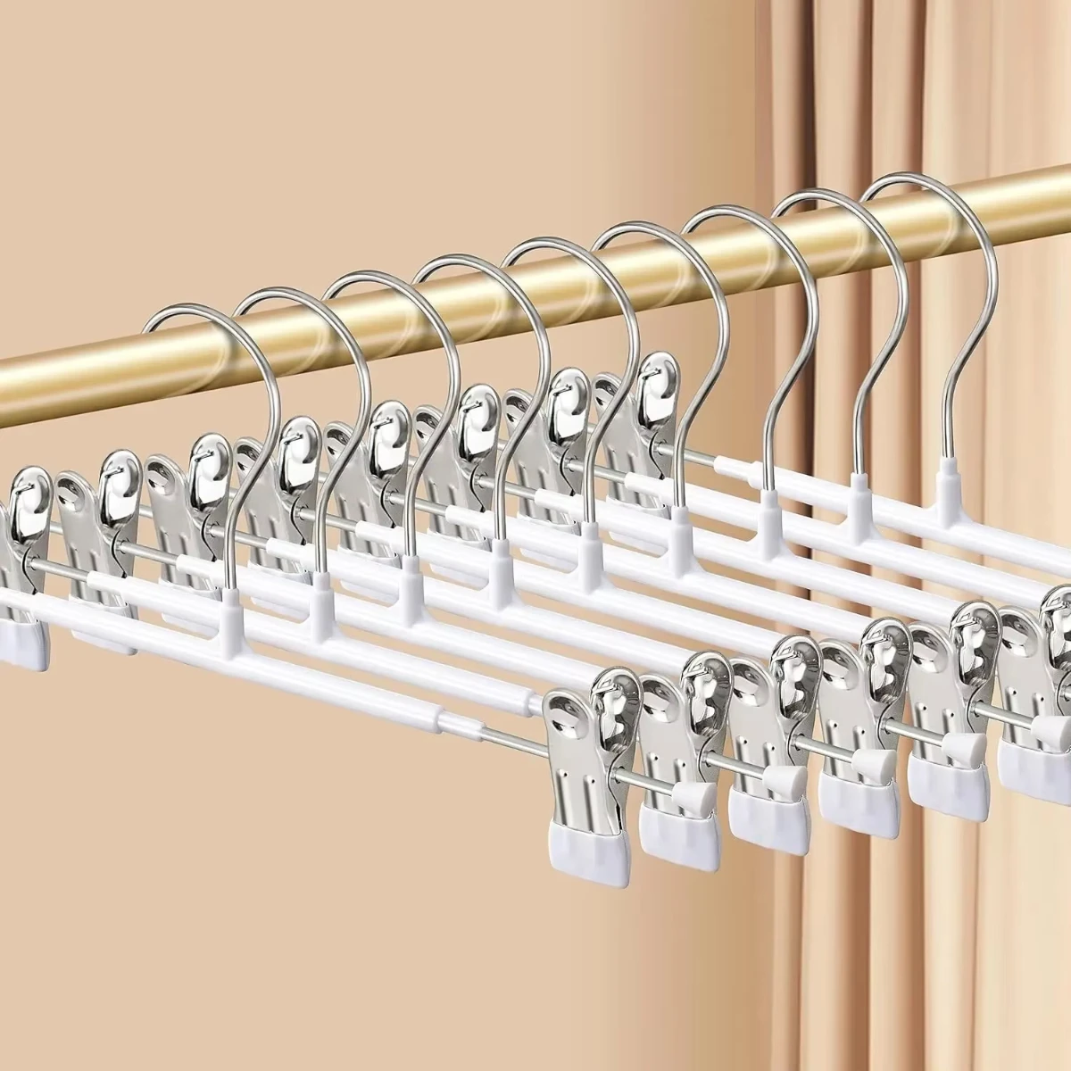 

Pants Hangers with Clips 10Pack Adjustable SkirtHangers for Women Non-Slip Trousers Hanger for Jeans Clothes Hangers for Pants