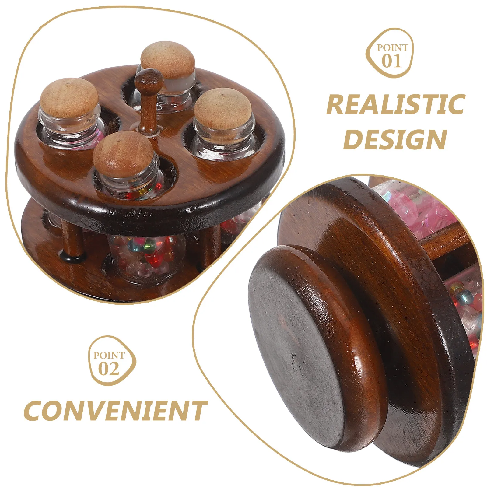 1Set Dollhouse Kitchen Accessories Miniature Rotatable Spice Rack Colorful Jars Pretend Play Simulation Realistic Design